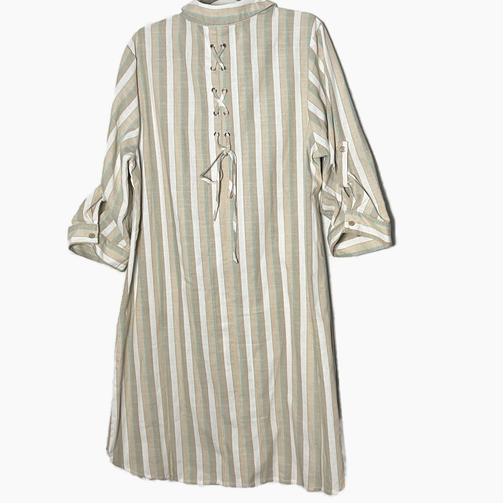 Mile Gabrielle stripped neutral midi dress size 2X preppy plus size coastal - Picture 2 of 3